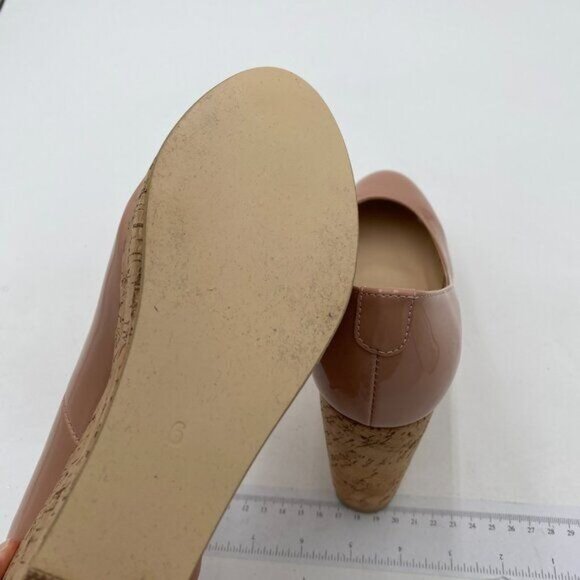 XYD Women Comfort Round Toe Wood Platform Pumps Slip On Patent Wedge Cork - Picture 5 of 7